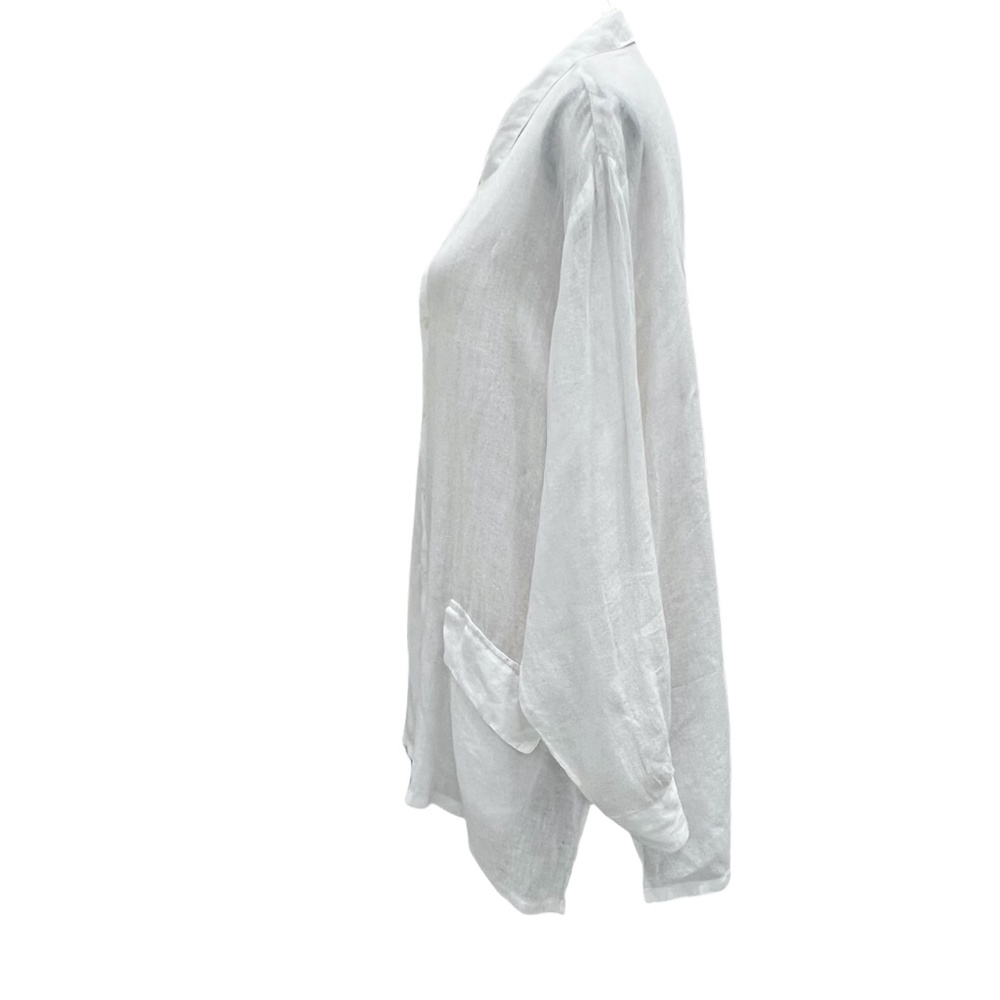CP SHADES WHITE LINEN TUNIC LENGTH SHIRT/JACKET - SHACKET - Picture 3 of 11